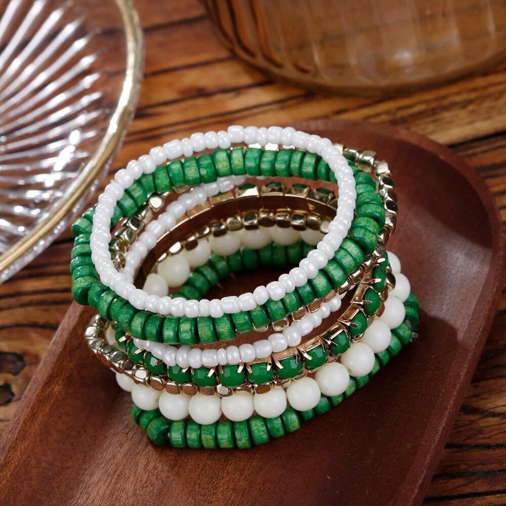 Bohemian Beads Stretch Stackable Bangle Bracelet … - image 2